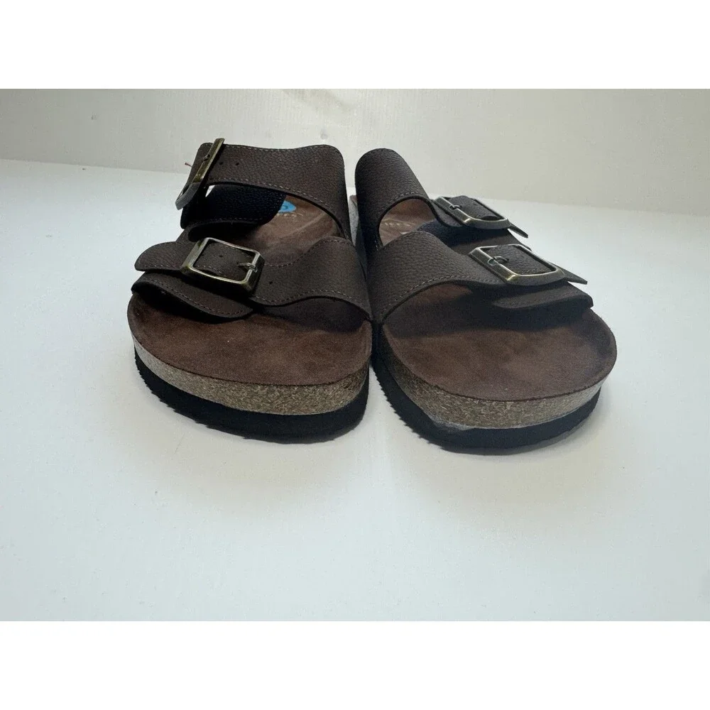 Cliffs by White Mountain Brown Double Buckle Slide Sandals Men’s Size 10 NWT